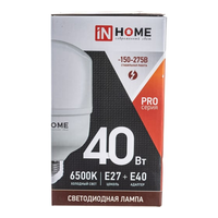 Лампа inHome св/д Е27 40Вт 6500К  3600Лм + адаптер Е40 (12)