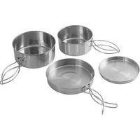 Набор посуды походной 4 предмета (кастрюля-900мл.590мл; крышка-430мл,150мл) Camp-S12 нерж.