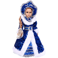Снегурочка 35 см. в синем/белом платье, с отделением под подарок