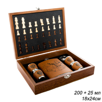 Набор подарочный Фляжка с шахматами + 4 стопки,воронка (20)