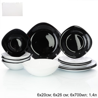 Набор столовый посуды 19 предметов квадратный NF19JT-11085759 (BLACK&WHITE ) (2)