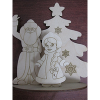 Аксессуар декоративный ЕЛОЧКА  с Дедом Морозом и Снегурочкой 17*15см (фанера)