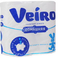 Бумага туалетная VEIRO Домашняя 2-хслойная 4шт